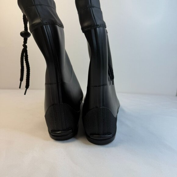 Rain Boots Women’s Size 7.5M Black Drawstring Outdoor Rubber Garden Farm Mud - Picture 8 of 11